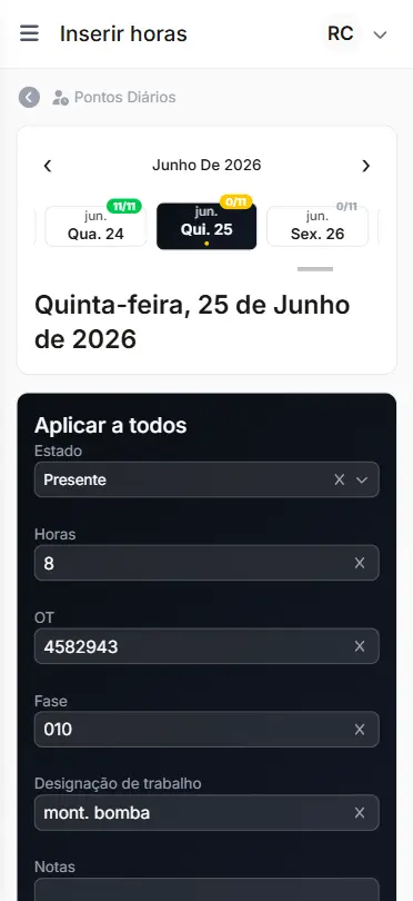 Axon ERP mobile — controlo de operação em telemóvel